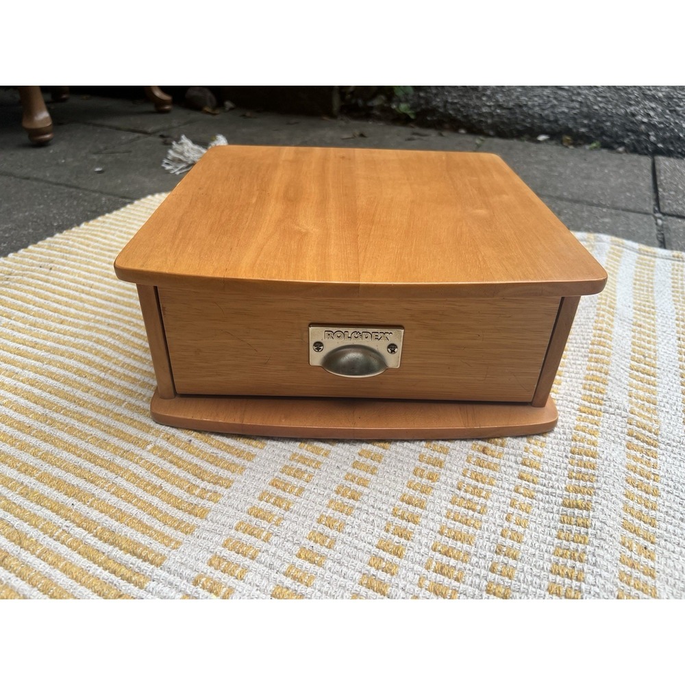 Rolodex Solid Wood Desk Organizer With Drawer Metal Handle  11"x11"x5"